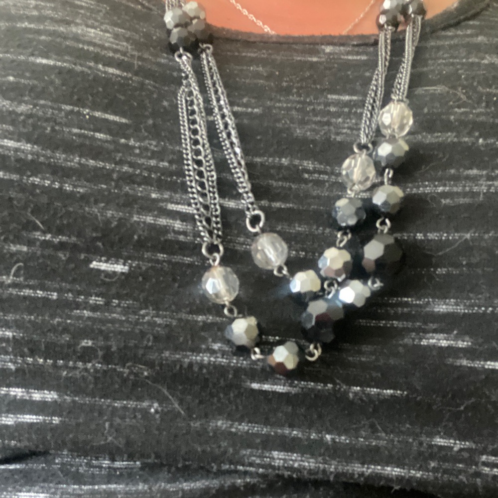 Elegant Black and Silver Beaded Necklace